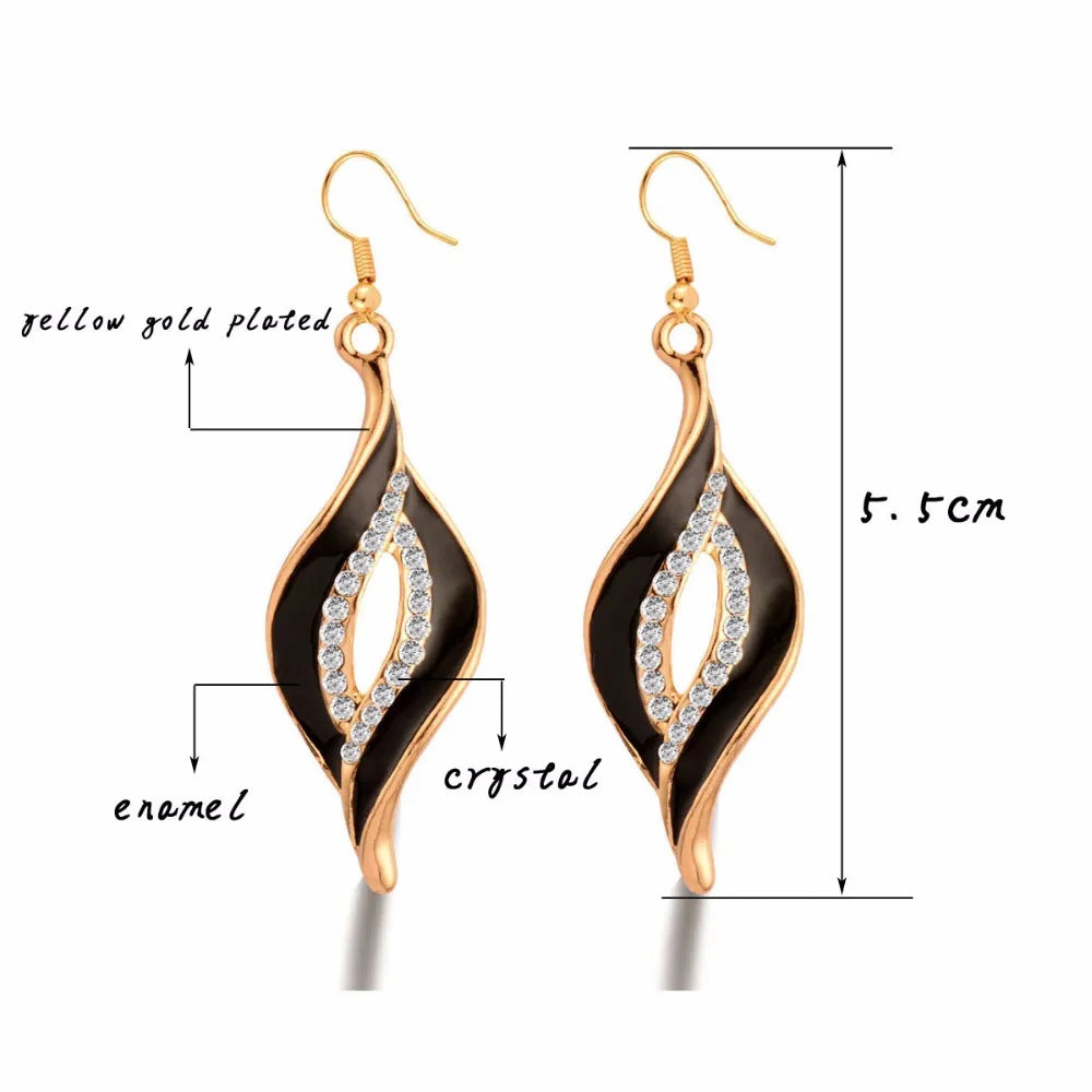 SINLEERY Charm White Black Enamel Earrings For Women Gold Color Leaf Drop Earrings Female Fashion Jewelry ES524 SINLEERY Charm White Black Enamel Earrings For Women Gold Color Leaf Drop Earrings Female Fashion Jewelry ES524